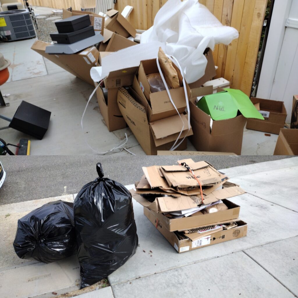 Pile of boxes and trashes ready to dispose