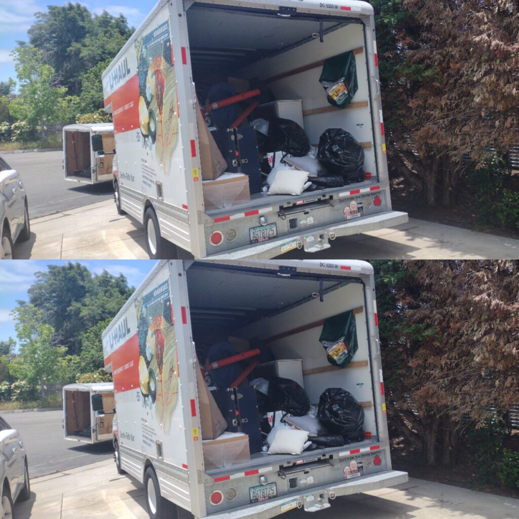 Moving truck loaded with random things